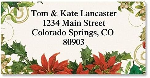 Holly Collage Christmas Holiday Holiday Flated Sheet Lorder Labels ، 144 ملصقات عودة ذاتية ، 1 1/8 "× 2 1/4 in Saudi Arabia