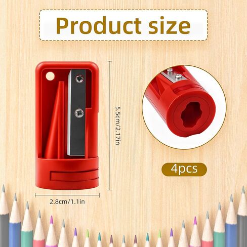 4 Pack Red Carpenter Pencil Sharpener - Manual Portable Woodworking Pencil Sharpeners - Contractor Pencils Sharpening Cutter Tool for Contractors, Woodworking, Travel, School & Office in Saudi Arabia