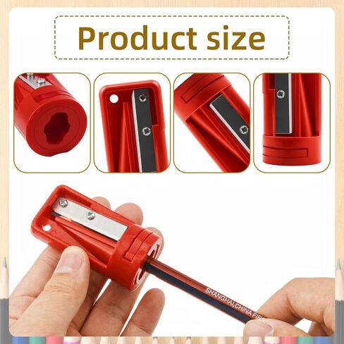 4 Pack Red Carpenter Pencil Sharpener - Manual Portable Woodworking Pencil Sharpeners - Contractor Pencils Sharpening Cutter Tool for Contractors, Woodworking, Travel, School & Office in Saudi Arabia
