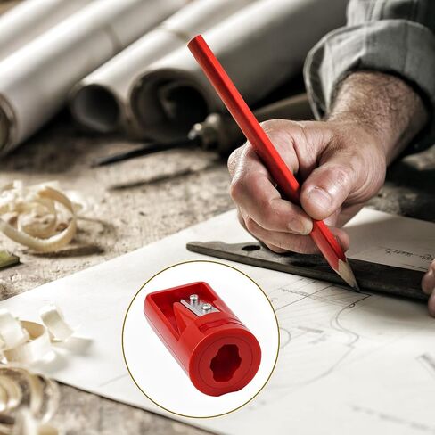 4 Pack Red Carpenter Pencil Sharpener - Manual Portable Woodworking Pencil Sharpeners - Contractor Pencils Sharpening Cutter Tool for Contractors, Woodworking, Travel, School & Office in Saudi Arabia