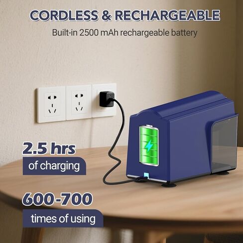 Afmat Electric Pencil Sharpener Heavy Duty ، 6 ثقوب ، فائقة السوبر ، التوقف التلقائي وحفظ أقلام الرصاص ، 10000 مرات شحذ ، وضيع قلم رصاص قابل لإعادة الشحن لمدة 6-11 ملم رقم 2/كبيرة/ملونة ، أسود in Kuwait