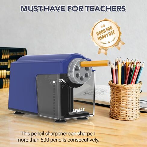 Afmat Electric Pencil Sharpener Heavy Duty ، 6 ثقوب ، فائقة السوبر ، التوقف التلقائي وحفظ أقلام الرصاص ، 10000 مرات شحذ ، وضيع قلم رصاص قابل لإعادة الشحن لمدة 6-11 ملم رقم 2/كبيرة/ملونة ، أسود in Kuwait
