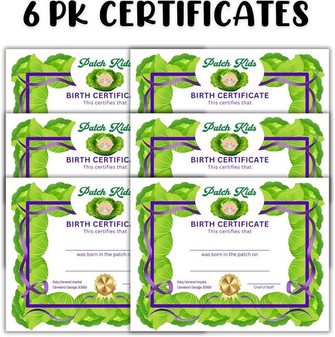 Patch Dollbaby شهادة التبني التصحيح 6pk 8.5x11 in Saudi Arabia