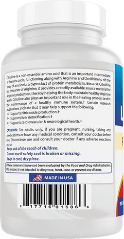 كبسولات L-Citrulline من Best Naturals - 1500 ملجم/الجرعة - غير معدلة وراثيًا - خالية من الغلوتين - 90 كبسولة (90 قطعة (عبوة من 1)) in Saudi Arabia