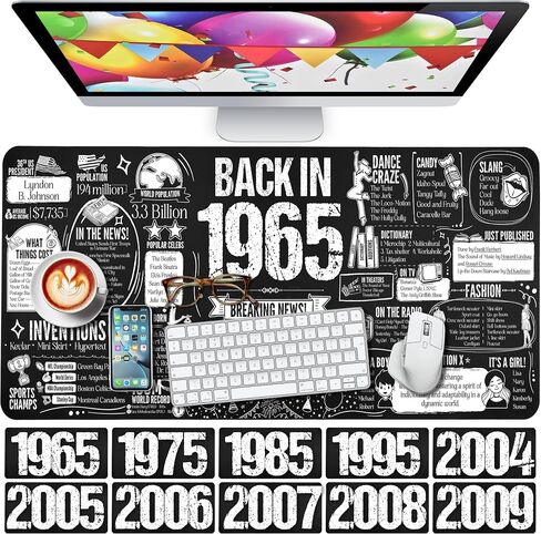40th Birthday Gifts for Men - 1985 Desk Mat Featuring Fun Birth Year Facts - Large Desk Pad Mat Personalized Birthday Gift - Non Slip Office and Home Desk Cushioned Cover Pad for Keyboard and Mouse in Saudi Arabia