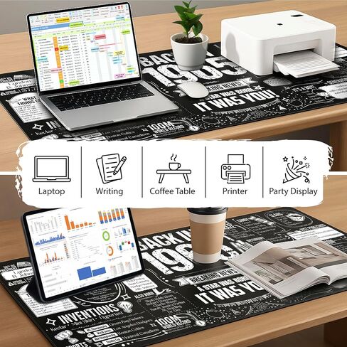 40th Birthday Gifts for Men - 1985 Desk Mat Featuring Fun Birth Year Facts - Large Desk Pad Mat Personalized Birthday Gift - Non Slip Office and Home Desk Cushioned Cover Pad for Keyboard and Mouse in Saudi Arabia