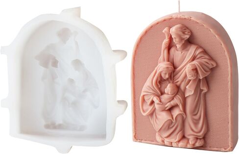 Arch Shape Candle Mold, Nativity Scene Silicone Mold for Fondant, Chocolate, Soy Wax Candle, Sculpture, Gypsum, Epoxy Resin Casting, Religious Decor (C) in Kuwait