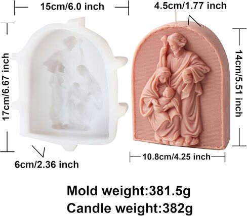 Arch Shape Candle Mold, Nativity Scene Silicone Mold for Fondant, Chocolate, Soy Wax Candle, Sculpture, Gypsum, Epoxy Resin Casting, Religious Decor (C) in Kuwait