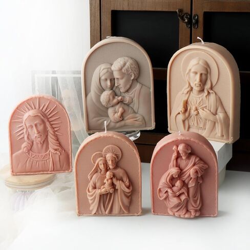 Arch Shape Candle Mold, Nativity Scene Silicone Mold for Fondant, Chocolate, Soy Wax Candle, Sculpture, Gypsum, Epoxy Resin Casting, Religious Decor (C) in Kuwait