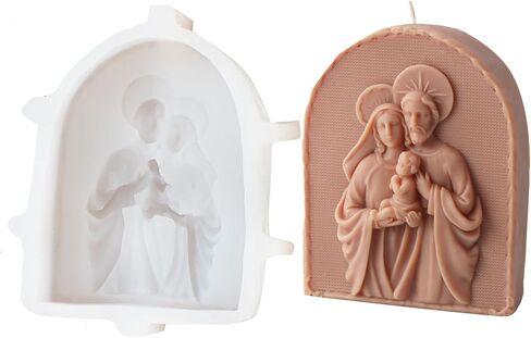 Arch Shape Candle Mold, Nativity Scene Silicone Mold for Fondant, Chocolate, Soy Wax Candle, Sculpture, Gypsum, Epoxy Resin Casting, Religious Decor (C) in Kuwait