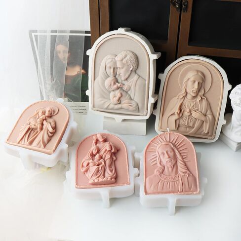 Arch Shape Candle Mold, Nativity Scene Silicone Mold for Fondant, Chocolate, Soy Wax Candle, Sculpture, Gypsum, Epoxy Resin Casting, Religious Decor (C) in Kuwait