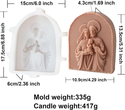 Arch Shape Candle Mold, Nativity Scene Silicone Mold for Fondant, Chocolate, Soy Wax Candle, Sculpture, Gypsum, Epoxy Resin Casting, Religious Decor (C) in Kuwait