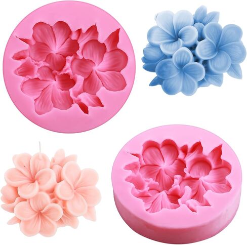 2PCS Flower Silicone Mold 3D Cute Flower Resin Candle Molds for Candle Making for Epoxy Resin Wax Soap Clay Plaster Tealight Candles Crafts Casting Home Décor Handmade Gifts in Kuwait