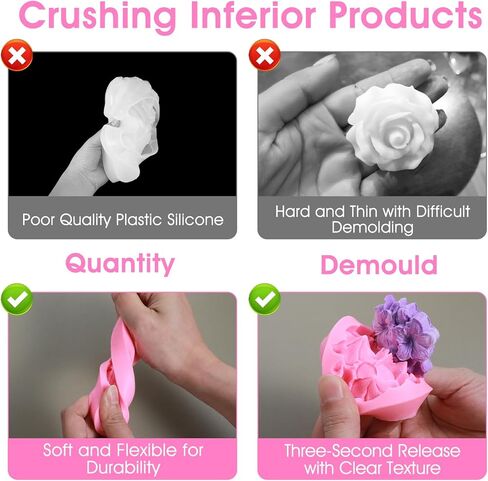 2PCS Flower Silicone Mold 3D Cute Flower Resin Candle Molds for Candle Making for Epoxy Resin Wax Soap Clay Plaster Tealight Candles Crafts Casting Home Décor Handmade Gifts in Kuwait