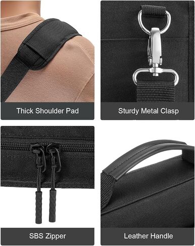 2 Inch 3-Ring Zipper Binder with Shoulder Strap, O-Ring Zip Up Binder with 500 Sheet Capacity, Compatible with 13" MacBook/Tablet, for School, Office (Black) in Saudi Arabia