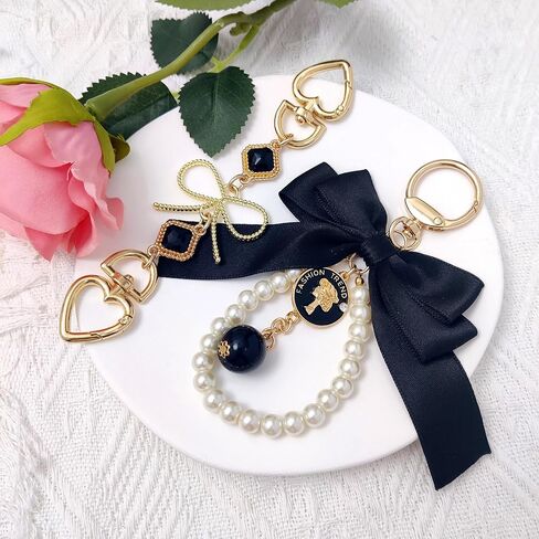 4Pcs Purse Extender Chain & Bow Keychain Kit, 2 Extender Chains & 2 Bow Charms,Handbag Strap Extenders Purse Charms in Kuwait