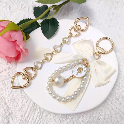 4Pcs Purse Extender Chain & Bow Keychain Kit, 2 Extender Chains & 2 Bow Charms,Handbag Strap Extenders Purse Charms in Kuwait