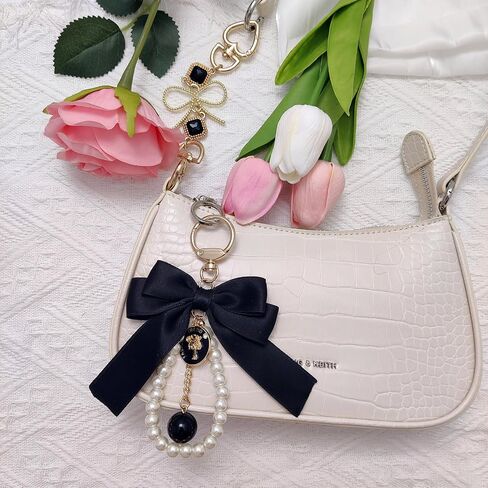 4Pcs Purse Extender Chain & Bow Keychain Kit, 2 Extender Chains & 2 Bow Charms,Handbag Strap Extenders Purse Charms in Kuwait