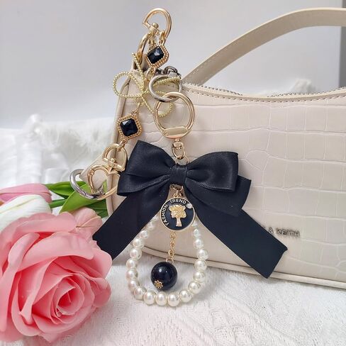 4Pcs Purse Extender Chain & Bow Keychain Kit, 2 Extender Chains & 2 Bow Charms,Handbag Strap Extenders Purse Charms in Kuwait