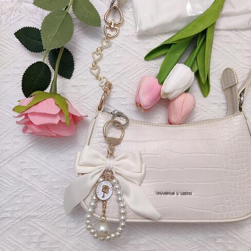 4Pcs Purse Extender Chain & Bow Keychain Kit, 2 Extender Chains & 2 Bow Charms,Handbag Strap Extenders Purse Charms in Kuwait