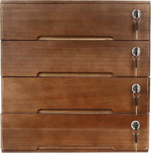 Desktop File Cabinet, Minimalist Wooden Organizer with 4 Lockable Drawers, Compact Storage for Documents, Bills & Office Supplies, Walnut Finish in Saudi Arabia