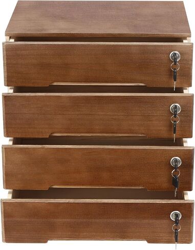 Desktop File Cabinet, Minimalist Wooden Organizer with 4 Lockable Drawers, Compact Storage for Documents, Bills & Office Supplies, Walnut Finish in Saudi Arabia