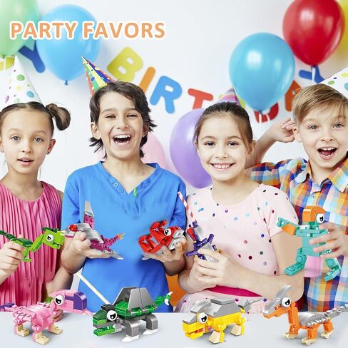 12 Packs Party Favors for Kids - 12 in 1 Dinosaur Animals Building Blocks Sets, Featuring 25 Designs for Classroom Prizes Goodie Bag Fillers Birthday Easter Gifts for Kids Boys Girls 6+ in Kuwait
