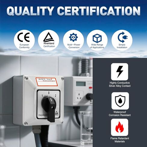 Universal Rotary Changeover Switch SZW26-63/D404.4D 660V 63A ON-OFF-ON 3 Position 4 Phase 4NO+4NC 16 Terminals CE with Master Switch Exterior Box LW28-63/4 in Saudi Arabia