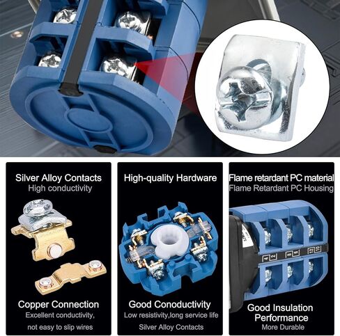 Universal Rotary Changeover Switch SZW26-63/D404.4D 660V 63A ON-OFF-ON 3 Position 4 Phase 4NO+4NC 16 Terminals CE with Master Switch Exterior Box LW28-63/4 in Saudi Arabia