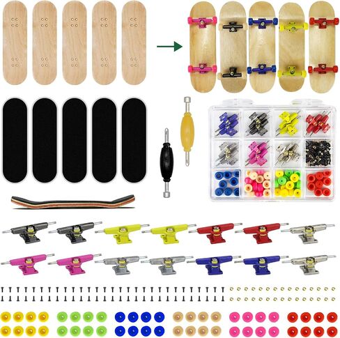 Premium Wooden Fingerboard Deck - Includes Prolific Foam Tape & Multicolour Wheels, The Classic - 30mm x 100mm - Pre-Drilled Holes Size (164PCS Finger Skateboard DIY Set) in Saudi Arabia