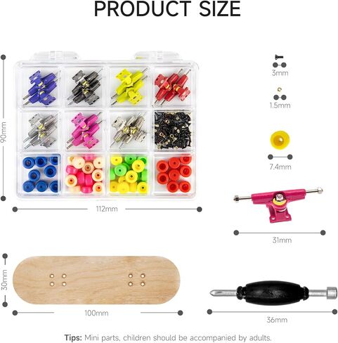 Premium Wooden Fingerboard Deck - Includes Prolific Foam Tape & Multicolour Wheels, The Classic - 30mm x 100mm - Pre-Drilled Holes Size (164PCS Finger Skateboard DIY Set) in Saudi Arabia
