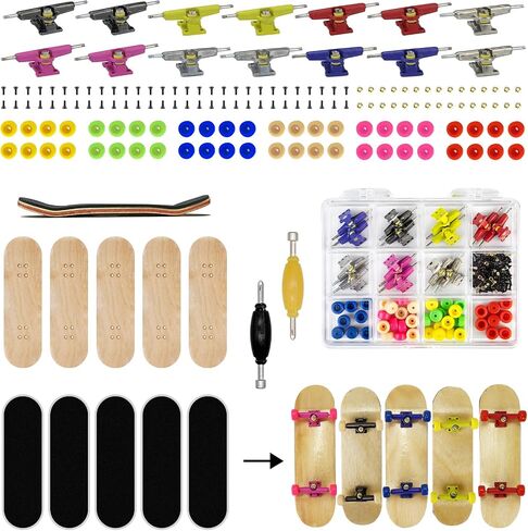 Premium Wooden Fingerboard Deck - Includes Prolific Foam Tape & Multicolour Wheels, The Classic - 30mm x 100mm - Pre-Drilled Holes Size (164PCS Finger Skateboard DIY Set) in Saudi Arabia