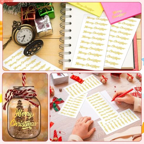200 PCS 20 ورقة ذهبية ، ملصقات عيد ميلاد مجردة عيد ميلاد سعيد نصوص عيد الميلاد المصغرة ، ملصقات عيد الميلاد ذاتية التمسك بحرف اليدوية ، بطاقات العطلات in Saudi Arabia