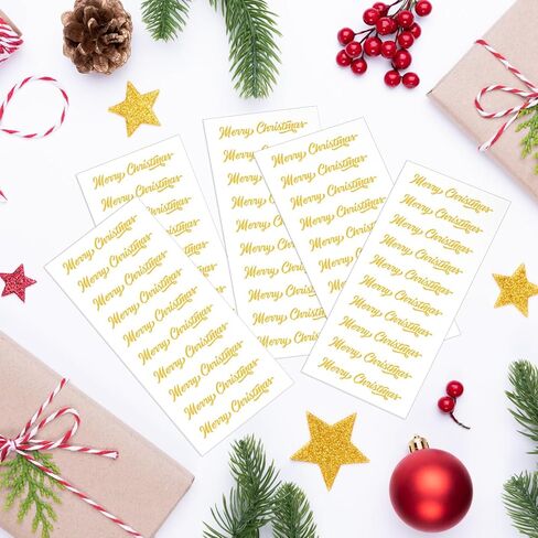 200 PCS 20 ورقة ذهبية ، ملصقات عيد ميلاد مجردة عيد ميلاد سعيد نصوص عيد الميلاد المصغرة ، ملصقات عيد الميلاد ذاتية التمسك بحرف اليدوية ، بطاقات العطلات in Saudi Arabia
