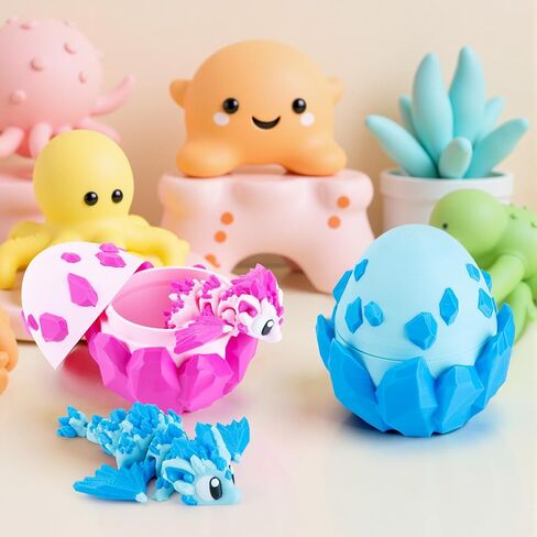 التنين ثلاثي الأبعاد المطبوع مع البيض ، والهدايا الباردة ، والهدايا الممتعة ، ولعب تململ للبالغين المراهقين المراهقين ديكور ديكور سلة عيد الفصح ، والأزرق in Kuwait