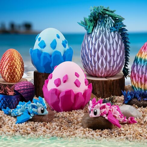التنين ثلاثي الأبعاد المطبوع مع البيض ، والهدايا الباردة ، والهدايا الممتعة ، ولعب تململ للبالغين المراهقين المراهقين ديكور ديكور سلة عيد الفصح ، والأزرق in Kuwait