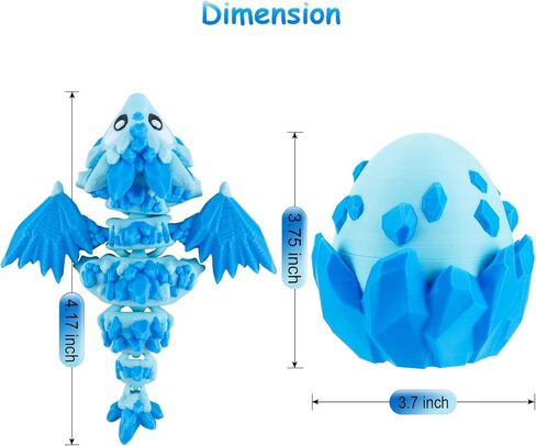 التنين ثلاثي الأبعاد المطبوع مع البيض ، والهدايا الباردة ، والهدايا الممتعة ، ولعب تململ للبالغين المراهقين المراهقين ديكور ديكور سلة عيد الفصح ، والأزرق in Kuwait