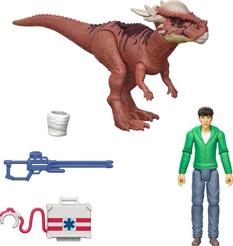 Mattel Jurassic World: Chaos Theory Set with 2 Action Figures, Defender Pack with 3.75-inch Scale Kenji & Stygimoloch Plus 2 Accessories in Saudi Arabia