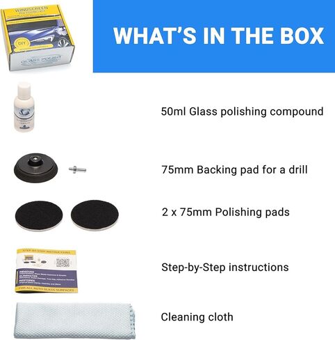 Glass Polish 21005 DIY Windshield Polishing Kit for Electric Drills - Restore Clarity to Windshields and Auto Glass Surfaces in Saudi Arabia