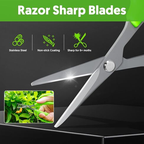 Garden Scissors, 6in Pruning Shears Snips Non-stick Coated Sharp Steel Blades - Gardening Tools Garden Shears for Plants Herb Flowers in Grow Tent and Hydroponics, Curved Blade in Saudi Arabia