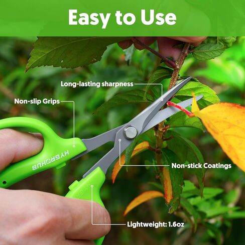 Garden Scissors, 6in Pruning Shears Snips Non-stick Coated Sharp Steel Blades - Gardening Tools Garden Shears for Plants Herb Flowers in Grow Tent and Hydroponics, Curved Blade in Saudi Arabia