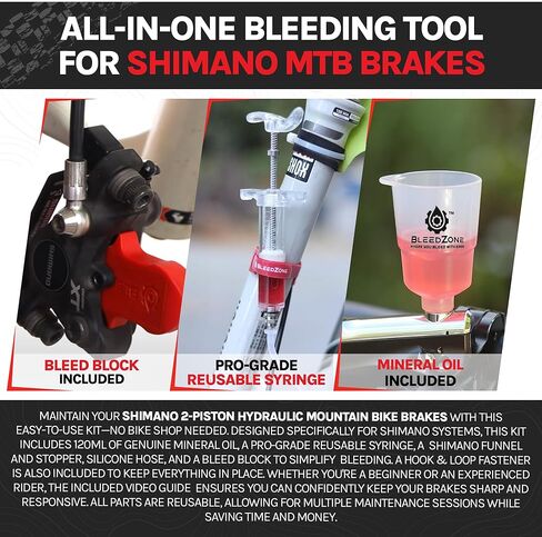 RSN Sports Pro Bleed Kit for Shimano Hydraulic Road/Gravel Brakes with 120ml Mineral Oil and Tools in Kuwait