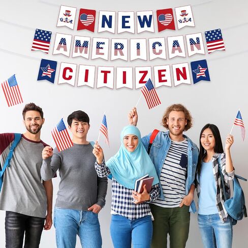 TAOBARY NEW US Courtenship Decorities New Petcesship تهانينا لافتة لافتة تهنئة على أن تصبح لافتة مواطن أمريكي لحفلات القسم الوطنية in Saudi Arabia