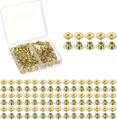 HARFINGTON 50 Sets Chicago Screws Leather Rivets, M5 3/16-Inch Belt Binding Metal Screw for Leathercraft, Bag, Shoes, Purse, Bookbinding, Black, M5x5mm in Saudi Arabia