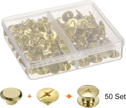 HARFINGTON 50 Sets Chicago Screws Leather Rivets, M5 3/16-Inch Belt Binding Metal Screw for Leathercraft, Bag, Shoes, Purse, Bookbinding, Black, M5x5mm in Saudi Arabia