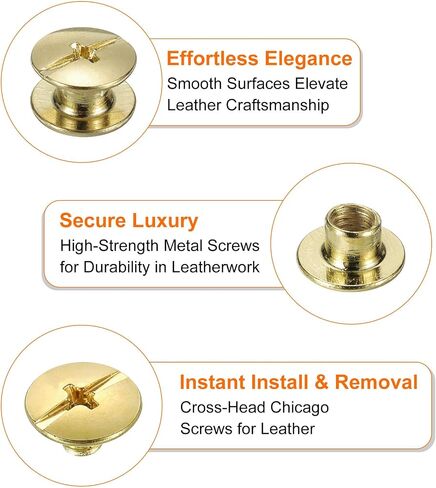 HARFINGTON 50 Sets Chicago Screws Leather Rivets, M5 3/16-Inch Belt Binding Metal Screw for Leathercraft, Bag, Shoes, Purse, Bookbinding, Black, M5x5mm in Saudi Arabia