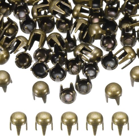 PATIKIL 2mm Round Dome Rivet, 90 Pcs Metal 4 Claw Spike Spot Stud Punk Rock Rivet Nailhead for DIY Leather Crafting for Decor Repair Clothing Belts Bags Shoes, Silver Tone in Saudi Arabia