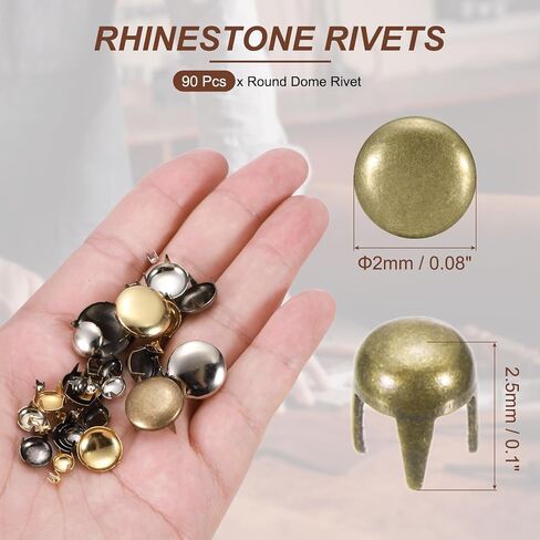 PATIKIL 2mm Round Dome Rivet, 90 Pcs Metal 4 Claw Spike Spot Stud Punk Rock Rivet Nailhead for DIY Leather Crafting for Decor Repair Clothing Belts Bags Shoes, Silver Tone in Saudi Arabia