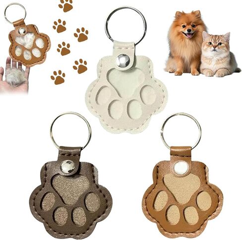 3 Pcs Pet Hair Storage Keychains, Cute Leather Paw Keychain Pet Hair Keepsake Keyring,Dog Fur Storage Keychain Pet Memorial Gifts for Bag Purse Paw Charm Key in Saudi Arabia