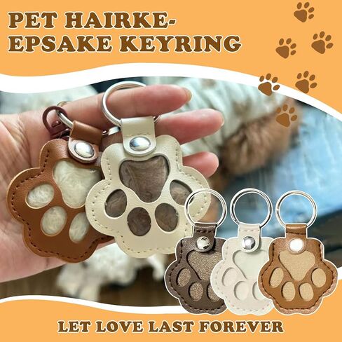 3 Pcs Pet Hair Storage Keychains, Cute Leather Paw Keychain Pet Hair Keepsake Keyring,Dog Fur Storage Keychain Pet Memorial Gifts for Bag Purse Paw Charm Key in Saudi Arabia